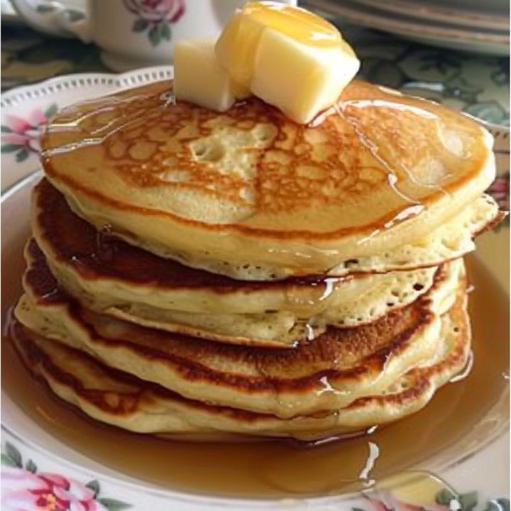 Fluffy, golden pancakes with a hint of sweetness, these pancakes are sure to bring back fond memories of homemade breakfast.