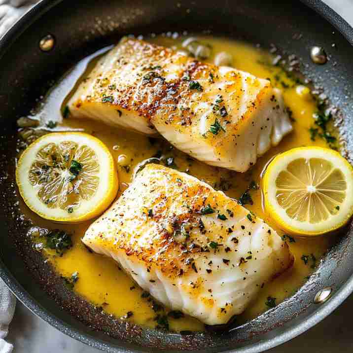 Golden Seared Cod with Herb Butter Sauce