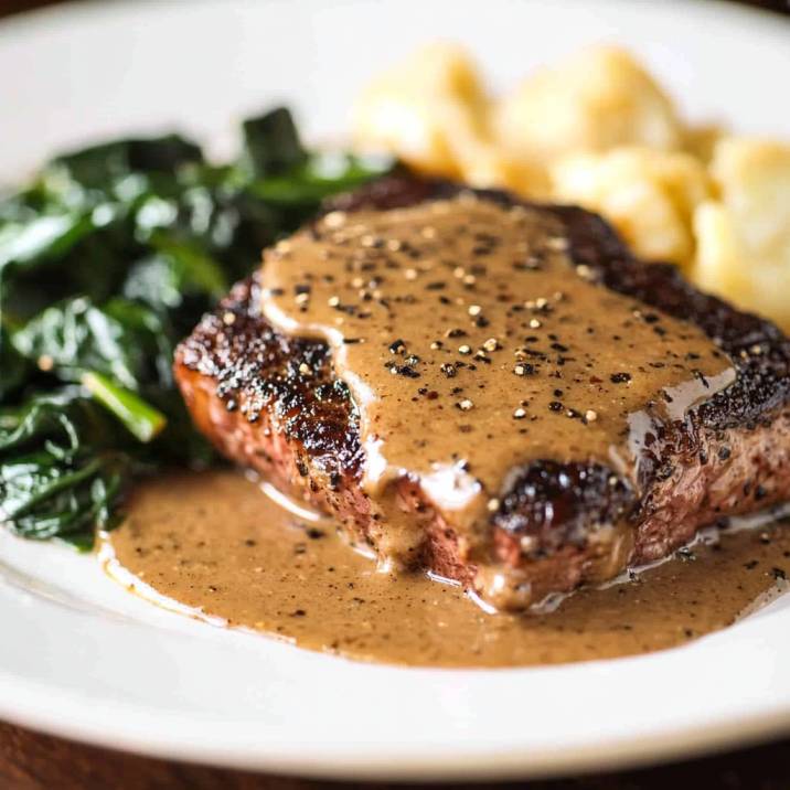 Steak with Peppercorn Sauce